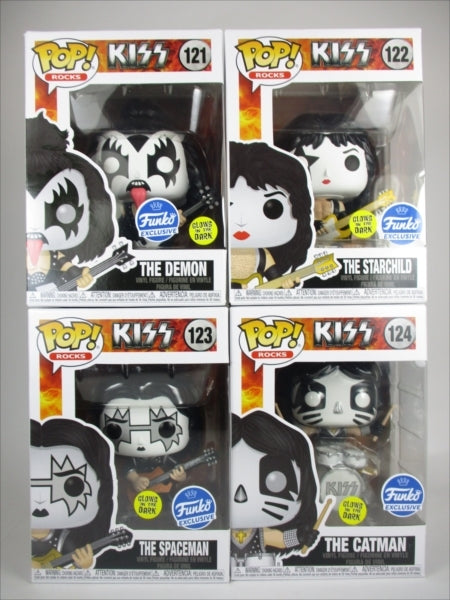 【箱傷】 KISS４体セット 蓄光版 [KISS] FUNKO(ファンコ) POP! ROCKS 121-124