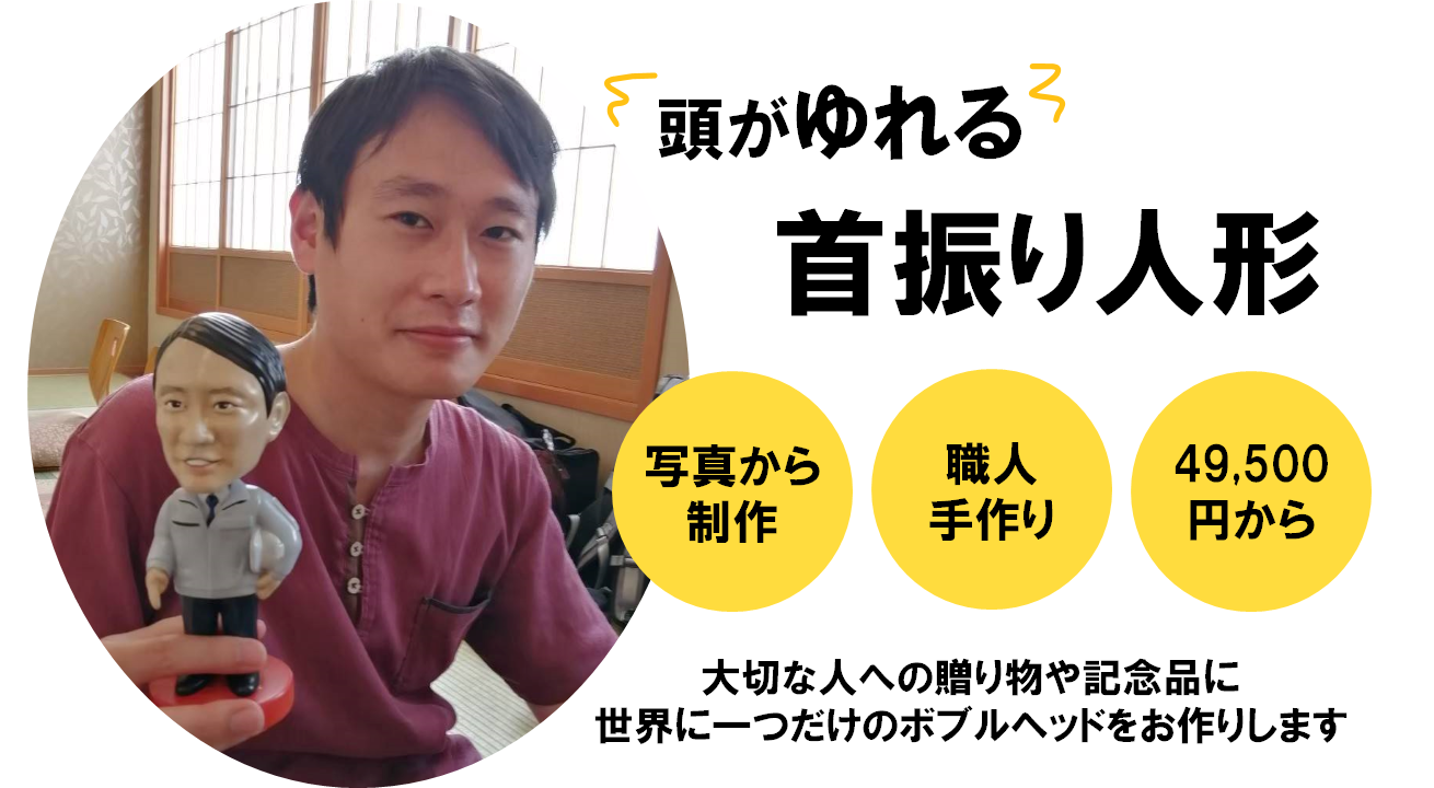 オーダーメイドで制作したボブルヘッド（首振り人形）の完成例